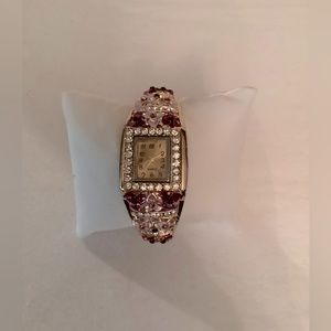 😊Brand new cuff watch from my collection of 300 watches, pink & purple flowers